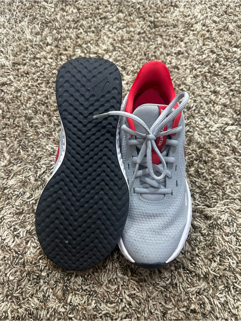Nike Women’s Gray Athletic Shoes with Red Interior - Picture 3 of 4
